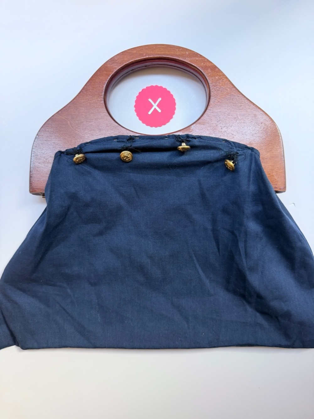 Vintage Bermuda Bag Wooden Handles 10 Inch Regular Size